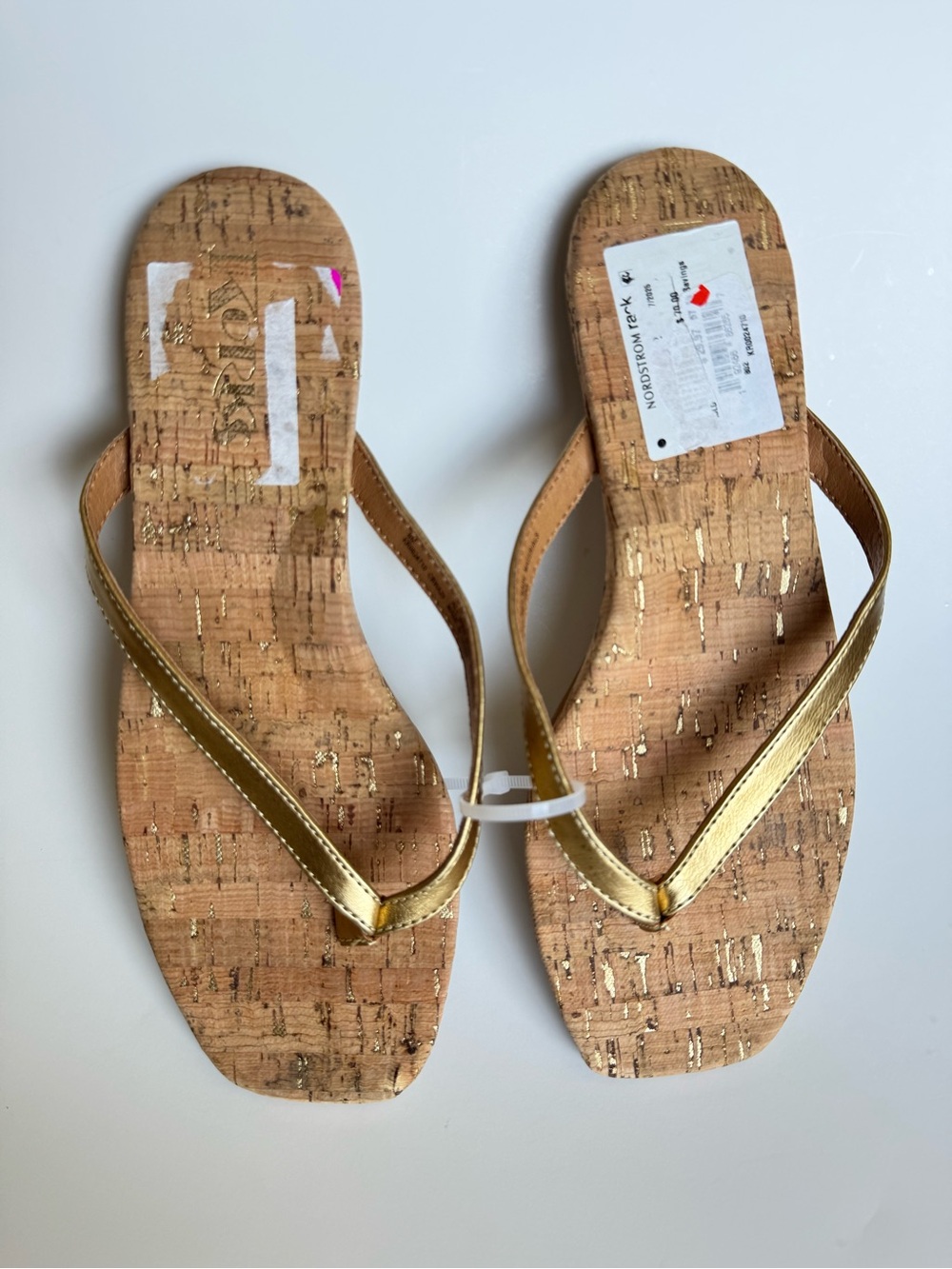 Kork-Ease Metallic Gold Cork-Effect Women's Flip Flop Sandals